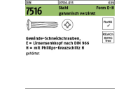 1000 Stück, DIN 7516 Stahl Form E-H galvanisch verzinkt Gewinde-Schneidschrauben mit Linsensenkkopf nach DIN 966, KS -H - Abmessung: EM 4 x 20 -H