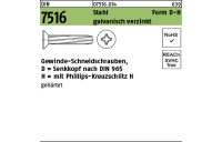 250 Stück, DIN 7516 Stahl Form D-H galvanisch verzinkt Senk-Schneidschrauben mit Kopf nach DIN 965, KS -H - Abmessung: DM 6 x 40 -H