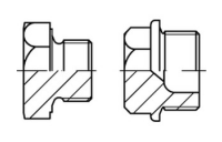 10 Stück, DIN 7604 A 4 Form A verschlussschrauben mit Bund und Ask., leichte Ausführung, mit zyl. Fein-Gew. - Abmessung: AM 14 x 1,5