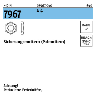 10 Stück, ~DIN 7967 A 4 Sicherungsmuttern (Palmuttern) - Abmessung: M 27