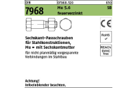 100 Stück, DIN 7968 Mu 5.6 SB feuerverzinkt Sechskant-Passschrauben für Stahlkonstruktionen, mit Sechskantmu. - Abmessung: M 12 x 35