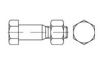 1 Stück, DIN 7968 CE Mu 8.8 SB Sechskant-Paßschrauben f.Stahlbau Mu = mit Sechskantmutter - Abmessung: M 12 x 45