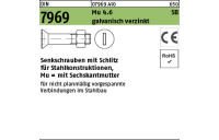 100 Stück, DIN 7969 Mu 4.6 SB galvanisch verzinkt Senkschrauben mit Schlitz für Stahlkonstruktionen, mit Sechskantmu. - Abmessung: M 12 x 40