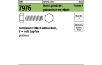 500 Stück, DIN 7976 Stahl, geh. Form F galvanisch verzinkt Sechskant-Blechschrauben, mit Zapfen - Abmessung: 4,2 x 9,5 -F