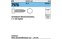 100 Stück, DIN 7976 A 2 Form C Sechskant-Blechschrauben, mit Spitze - Abmessung: C 8 x 25