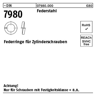 100 Stück, ~DIN 7980 Federstahl Federringe für Zylinderschrauben - Abmessung: 4