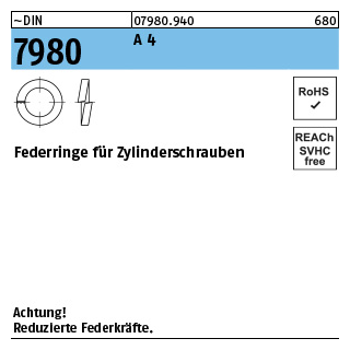 100 Stück, ~DIN 7980 A 4 Federringe für Zylinderschrauben - Abmessung: 4