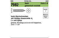 2000 Stück, DIN 7982 Stahl Form C-H galvanisch verzinkt Senk-Blechschrauben mit Spitze, mit Phillips-Kreuzschlitz H - Abmessung: C 2,2 x 13 -H