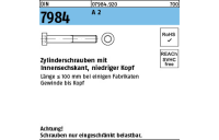 100 Stück, DIN 7984 A 2 Zylinderschrauben mit Innensechskant, niedriger Kopf - Abmessung: M 3 x 12