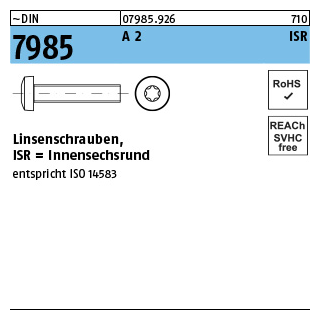 1000 Stück, ~DIN 7985 A 2 ISR Linsenschrauben mit Innensechsrund - Abmessung: M 1,6 x 4 -T5