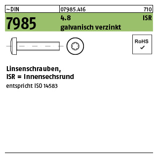 2000 Stück, ~DIN 7985 4.8 ISR galvanisch verzinkt Linsenschrauben mit Innensechsrund - Abmessung: M 2 x 4 -T6