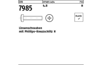2000 Stück, DIN 7985 4.8 H Linsenschrauben mit Phillips-Kreuzschlitz H - Abmessung: M 5 x 8 -H