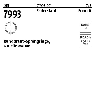 500 Stück, DIN 7993 Federstahl Form A Runddraht-Sprengringe für Wellen - Abmessung: A 12