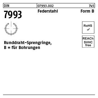 250 Stück, DIN 7993 Federstahl Form B Runddraht-Sprengringe für Bohrungen - Abmessung: B 16