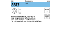 100 Stück, ISO 8673 A 2 Sechskantmuttern, ISO-Typ 1, mit metrischem Feingewinde - Abmessung: M 8 x 1