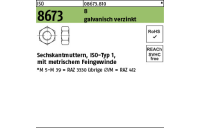 100 Stück, ISO 8673 8 galvanisch verzinkt Sechskantmuttern, ISO-Typ 1, mit metrischem Feingewinde - Abmessung: M 10 x 1