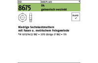 100 Stück, ISO 8675 04 galvanisch verzinkt Niedrige Sechskantmuttern mit Fasen und metrischem Feingewinde - Abmessung: M 8 x 1