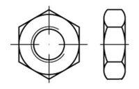 100 Stück, ISO 8675 05 Niedrige Sechskantmuttern mit Fasen und metrischem Feingewinde - Abmessung: M 10 x 1