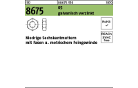 100 Stück, ISO 8675 05 galvanisch verzinkt Niedrige Sechskantmuttern mit Fasen und metrischem Feingewinde - Abmessung: M 10 x 1