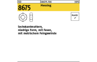 100 Stück, ISO 8675 Messing Niedrige Sechskantmuttern mit Fasen und metrischem Feingewinde - Abmessung: M 10 x 1