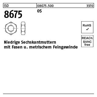 ISO 8675 Sechskantmu. m. Fasen, 05 M 12 x 1