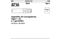 25 Stück, ISO 8736 Stahl Typ A Kegelstifte mit Innengewinde, Kegel 1 : 50, geschliffen - Abmessung: A 6 x 20