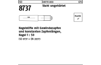 10 Stück, ISO 8737 Stahl ungehärtet Kegelstifte mit Gewindezapfen und konstanten Zapfenlängen, Kegel 1: 50 - Abmessung: 12 x 100