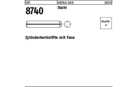 250 Stück, ISO 8740 Stahl Zylinderkerbstifte mit Fasen - Abmessung: 1,5 x 6