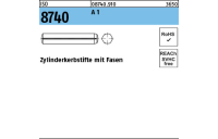 100 Stück, ISO 8740 A 1 Zylinderkerbstifte mit Fasen - Abmessung: 3 x 10