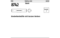 100 Stück, ISO 8742 Stahl Knebelkerbstifte mit kurzen Kerben - Abmessung: 4 x 10