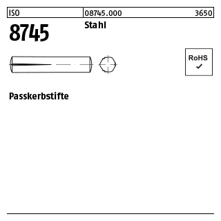 100 Stück, ISO 8745 Stahl Passkerbstifte - Abmessung: 4 x 8