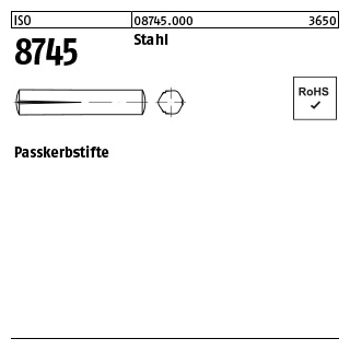 Paßkerbstifte Stahl, ISO 8745, 8x20