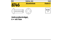 500 Stück, ISO 8746 Aluminium Form A Halbrundkerbnägel, mit Fase - Abmessung: 1,6 x 6