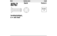 500 Stück, ISO 8747 Stahl Form A Senkkerbnägel, mit Fase - Abmessung: 2 x 8