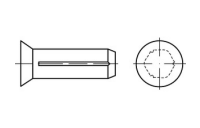 500 Stück, ISO 8747 Stahl Form A Senkkerbnägel, mit Fase - Abmessung: 3 x 12