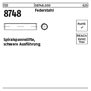 1000 Stück, ISO 8748 Federstahl Spiralspannstifte, schwere Ausführung - Abmessung: 2 x 18