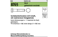 100 Stück, ISO 8765 10.9 galvanisch verzinkt Sechskantschrauben mit Schaft, mit metrischem Feingewinde - Abmessung: M 10 x1 x 45