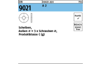 100 Stück, DIN 9021 A 2 Scheiben, Außen Ø ~3 x Schrauben Ø, Produktklasse C - Abmessung: 3,2 x 9 x0,8