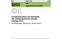 25 Stück, ISO 10511 05 galvanisch verzinkt Sechskantmuttern mit Klemmteil, mit nichtmetallischem Einsatz, niedrige Form - Abmessung: M 22