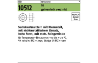 100 Stück, ISO 10512 10 galvanisch verzinkt Sechskantmuttern mit Klemmteil, mit nichtmet. Einsatz, hohe Form, Feingew. - Abmessung: M 10 x 1