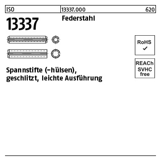 100 Stück, ISO 13337 Federstahl Spannstifte (-hülsen), geschlitzt, leichte Ausführung - Abmessung: 4 x 40