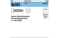 1000 Stück, ISO 14585 A 2 Form C - ISR Flachkopf-Blechschrauben mit Spitze, mit Innensechsrund - Abmessung: 2,9 x 16 -C