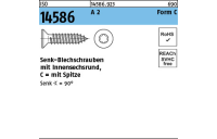 1000 Stück, ISO 14586 A 2 Form C- ISR Senk-Blechschrauben, mit Spitze, mit Innensechsrund - Abmessung: 2,9 x 6,5 -C