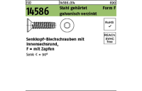 1000 Stück, ISO 14586 Stahl, geh. Form F galvanisch verzinkt Senk-Blechschrauben, mit Zapfen, mit Innensechsrund - Abmessung: 2,9 x 9,5 -F