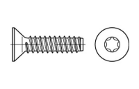 1000 Stück, ISO 14586 Stahl, geh. Form F galvanisch verzinkt Senk-Blechschrauben, mit Zapfen, mit Innensechsrund - Abmessung: 2,9 x 9,5 -F