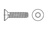 500 Stück, ISO 14586 Stahl, geh. Form F galvanisch verzinkt Senk-Blechschrauben, mit Zapfen, mit Innensechsrund - Abmessung: 4,8 x 25 -F