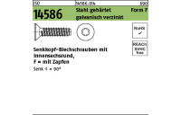250 Stück, ISO 14586 Stahl, geh. Form F galvanisch verzinkt Senk-Blechschrauben, mit Zapfen, mit Innensechsrund - Abmessung: 5,5 x 45 -F