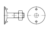 100 Stück, DIN 15237 Mu 3.6 Tellerschrauben mit Tellerscheibe, mit Sechskantmutter - Abmessung: M 12 x 60