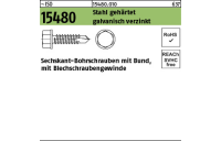 1000 Stück, ~ISO 15480 Stahl, geh. galvanisch verzinkt Sechskant-Bohrschrauben mit Bund, mit Blechschraubengewinde - Abmessung: ST 3,5 x 9,5