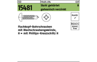 1000 Stück, ISO 15481 Stahl, geh. H galvanisch verzinkt Flachkopf-Bohrschrauben mit Blechschraubengew., Phillips-KS H - Abmessung: ST 3,5 x 9 -H